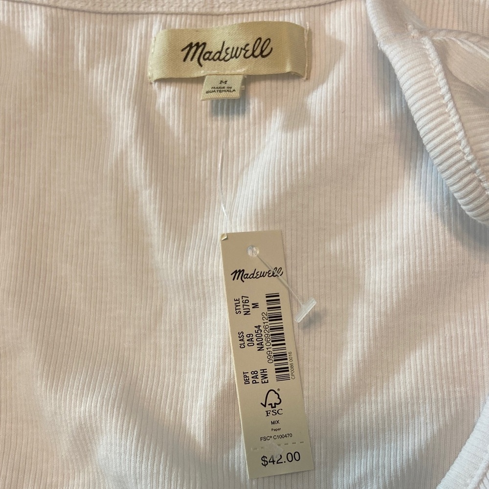 NWT new Madewell White Ribbed Short Sleeve Top shirt blouse - Picture 6 of 7
